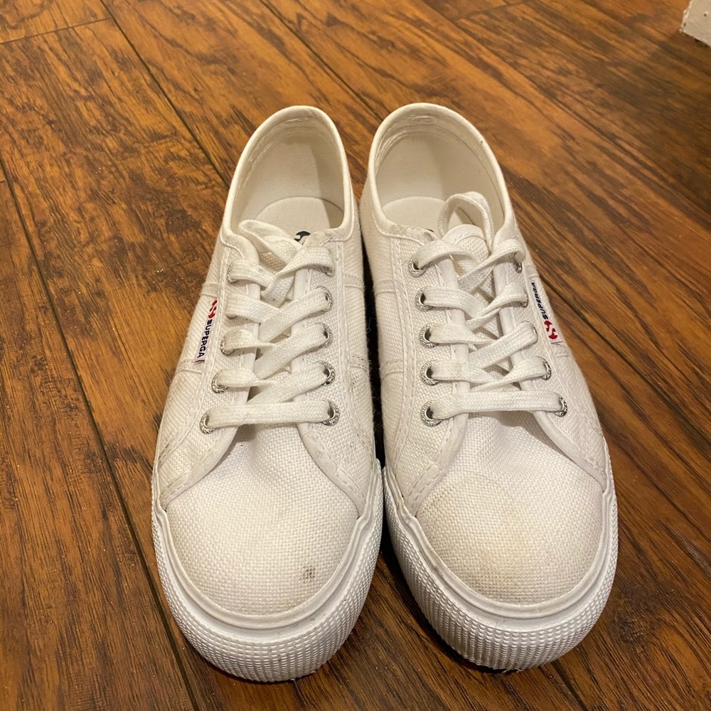 Superga platform white shoes 6.5